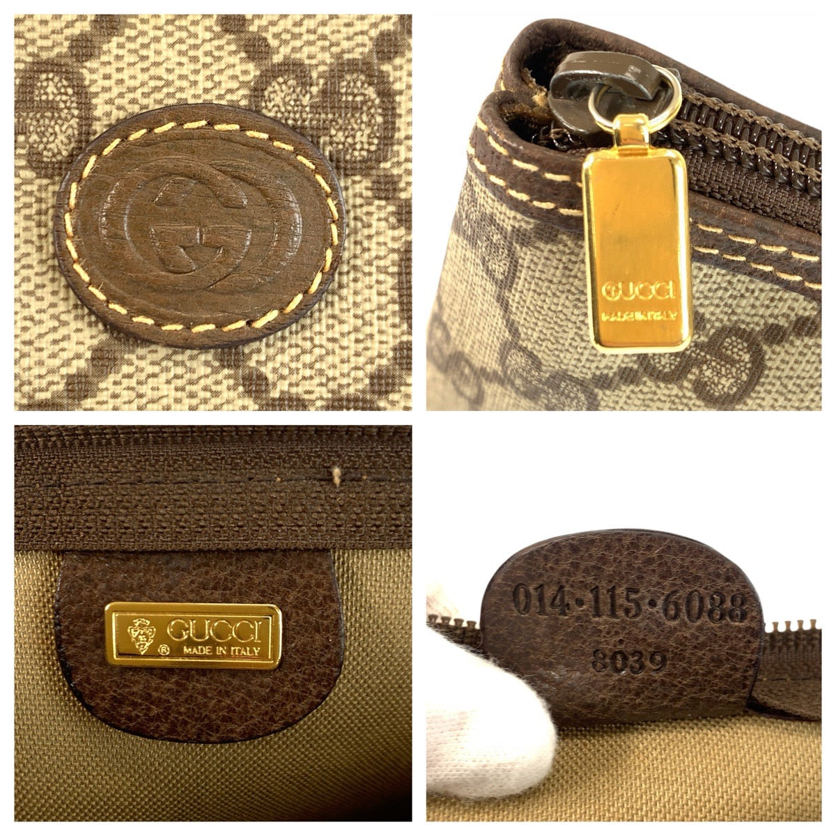 24139
GUCCI グッチ ヴィンテージ ベージュ ブラウン ゴールド金具 GGスプリームキャンバス / レザー 014 115 6088 クラッチバッグ セカンドバッグ レディース ABP16
