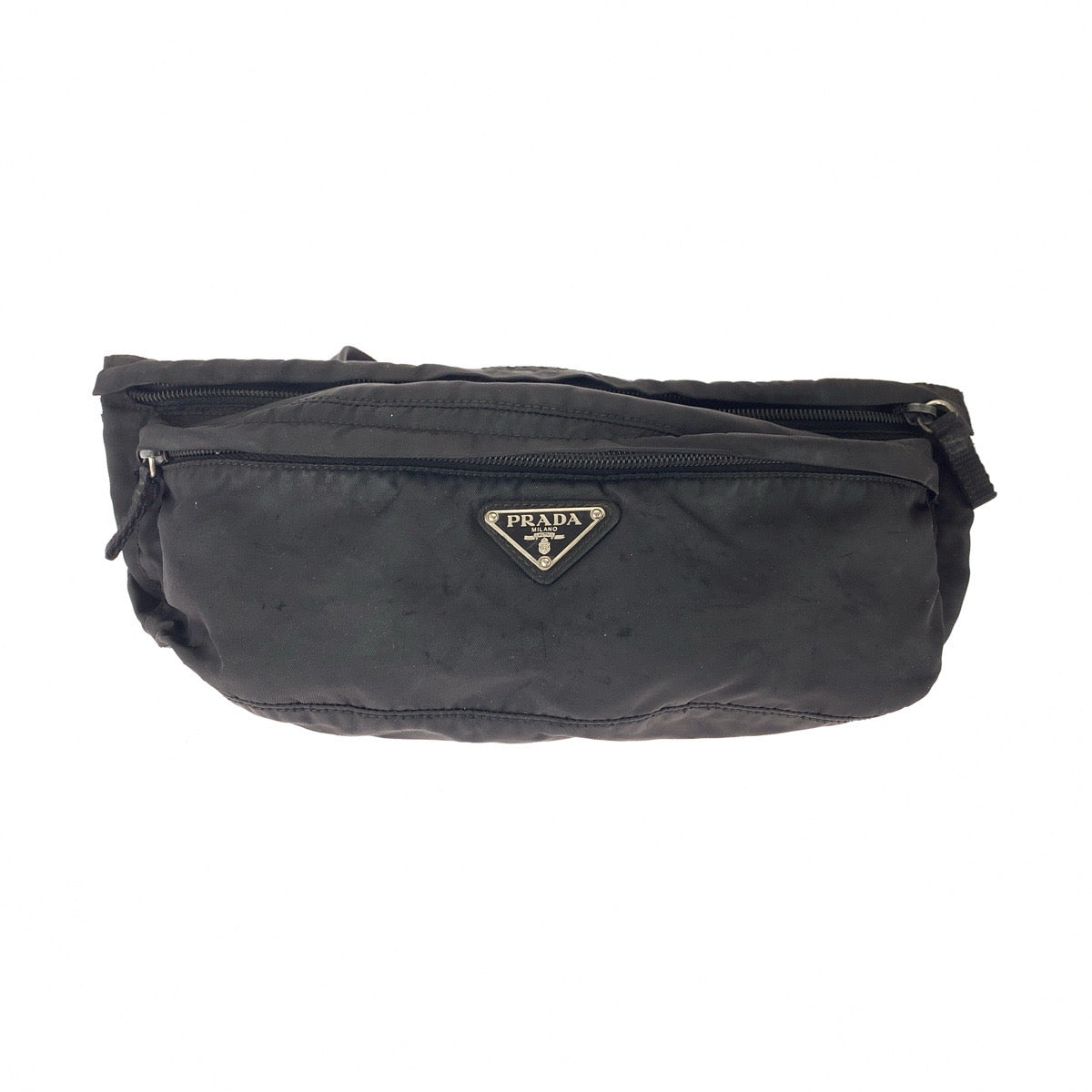 24141
PRADA プラダ テスート 三角ロゴプレート ブラック 黒 シルバー金具 ナイロン ボディバッグ ウエストバッグ メンズ B35