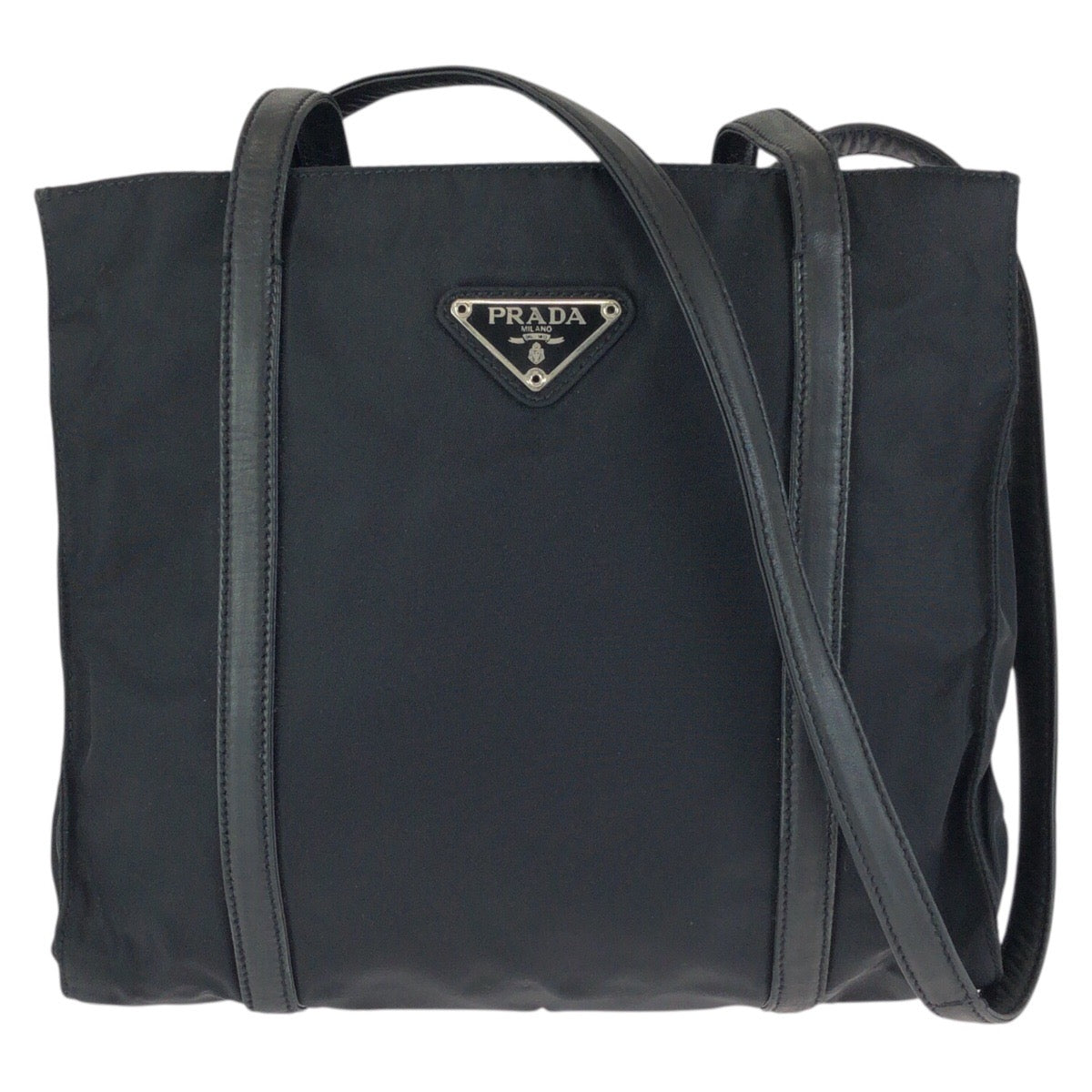 24143
PRADA プラダ テスート 三角ロゴプレート ブラック 黒 シルバー金具 ナイロン / レザー ショルダーバッグ レディース AB30
