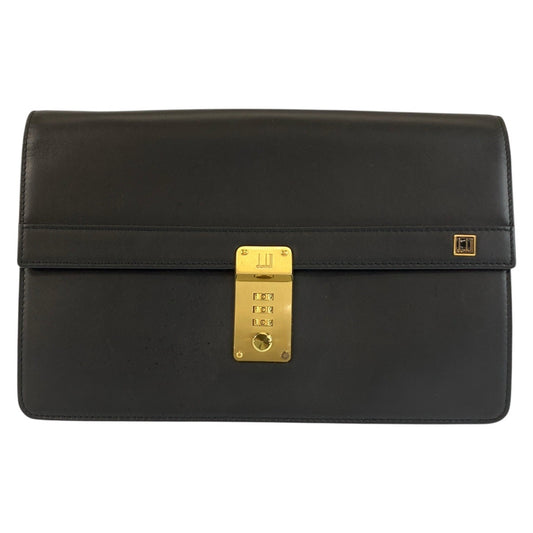 24144
Dunhill ダンヒル ブラック 黒 ゴールド金具 レザー クラッチバッグ セカンドバッグ メンズ ABP16
