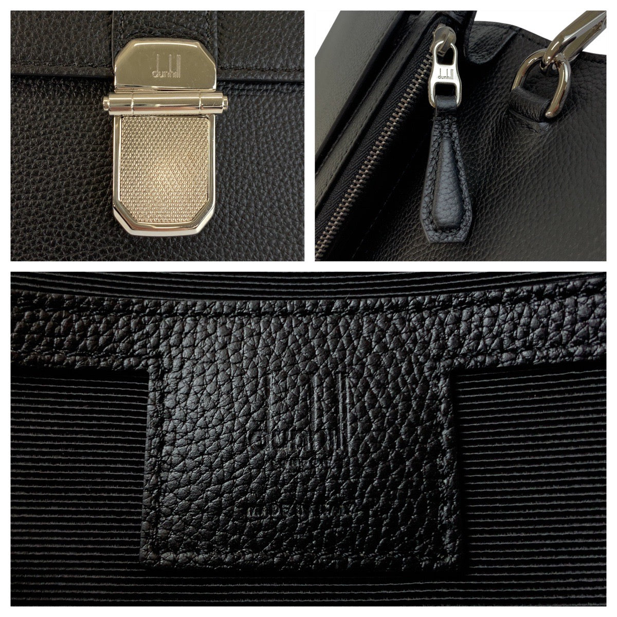 24148
Dunhill ダンヒル ブラック 黒 シルバー金具 レザー クラッチバッグ セカンドバッグ メンズ A21