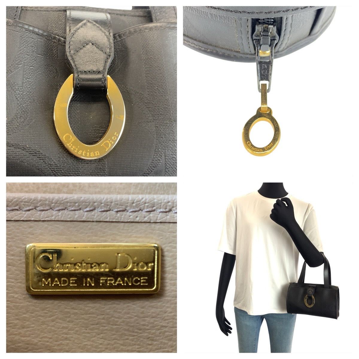24153
Christian Dior クリスチャンディオール ヴィンテージ トロッター ブラック 黒 ゴールド金具 PVC / レザー ハンドバッグ ミニボストンバッグ レディース ABP44
