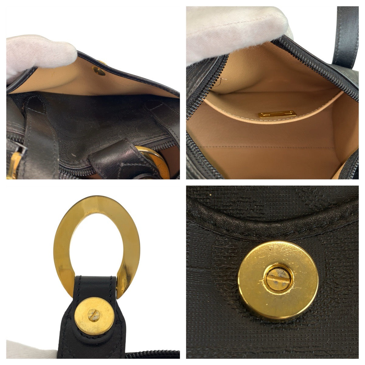 24153
Christian Dior クリスチャンディオール ヴィンテージ トロッター ブラック 黒 ゴールド金具 PVC / レザー ハンドバッグ ミニボストンバッグ レディース ABP44