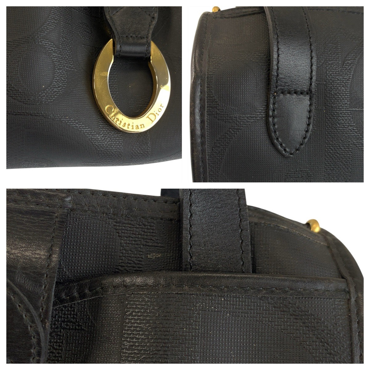 24153
Christian Dior クリスチャンディオール ヴィンテージ トロッター ブラック 黒 ゴールド金具 PVC / レザー ハンドバッグ ミニボストンバッグ レディース ABP44
