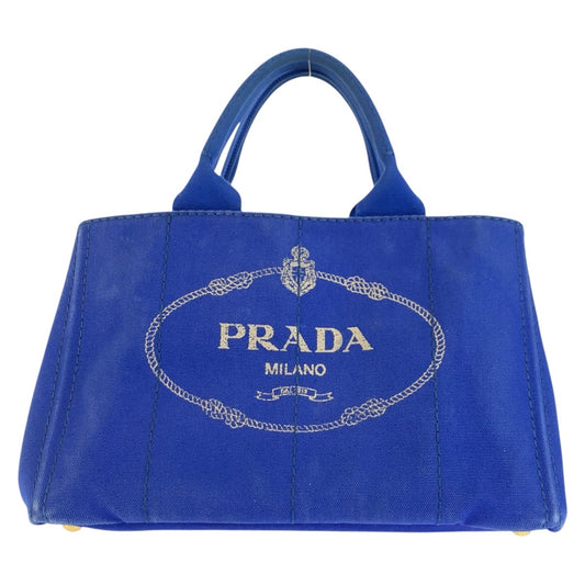 24156
PRADA プラダ カナパトート 三角ロゴプレート ブルー キャンバス トートバッグ ハンドバッグ レディース AB44