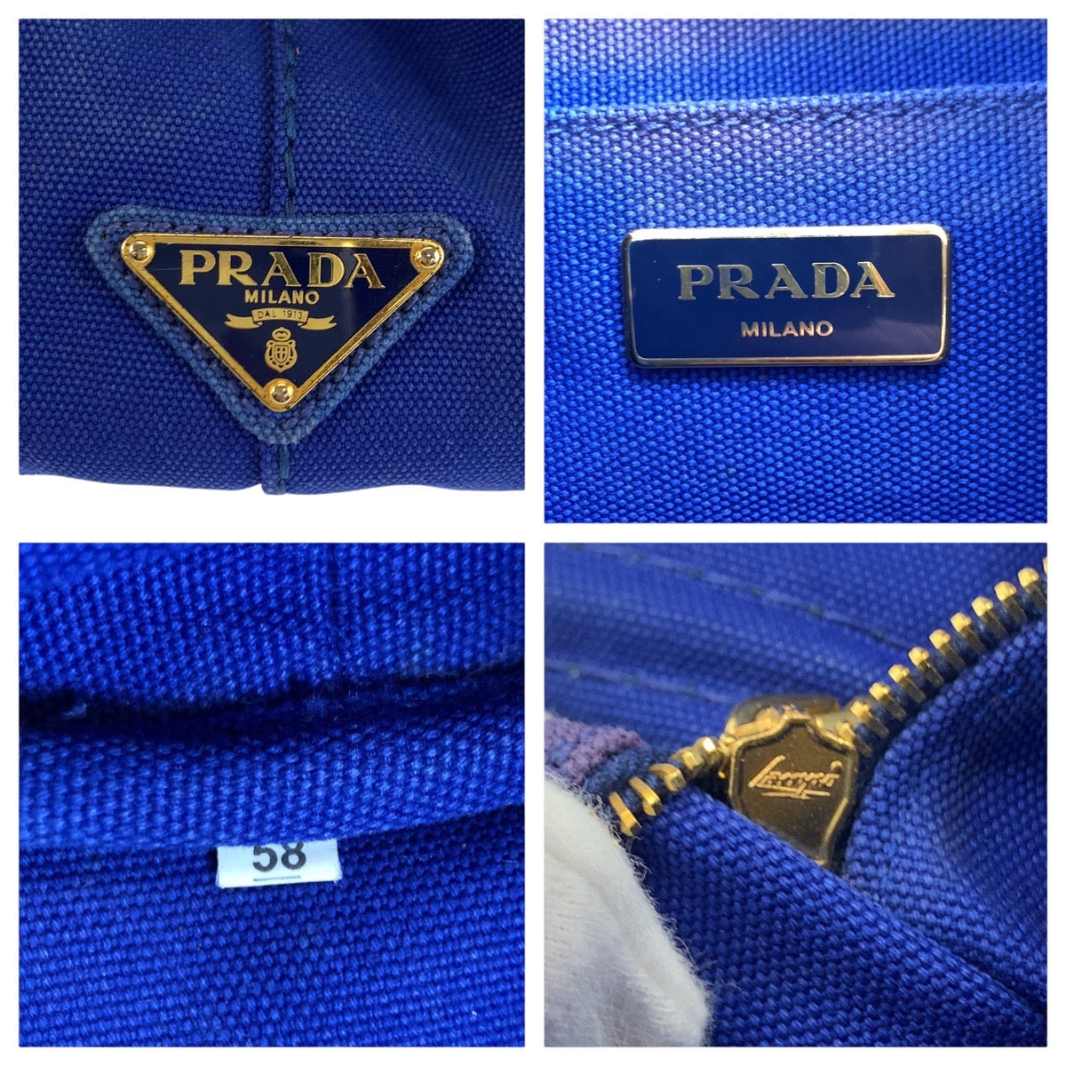 24156
PRADA プラダ カナパトート 三角ロゴプレート ブルー キャンバス トートバッグ ハンドバッグ レディース AB44