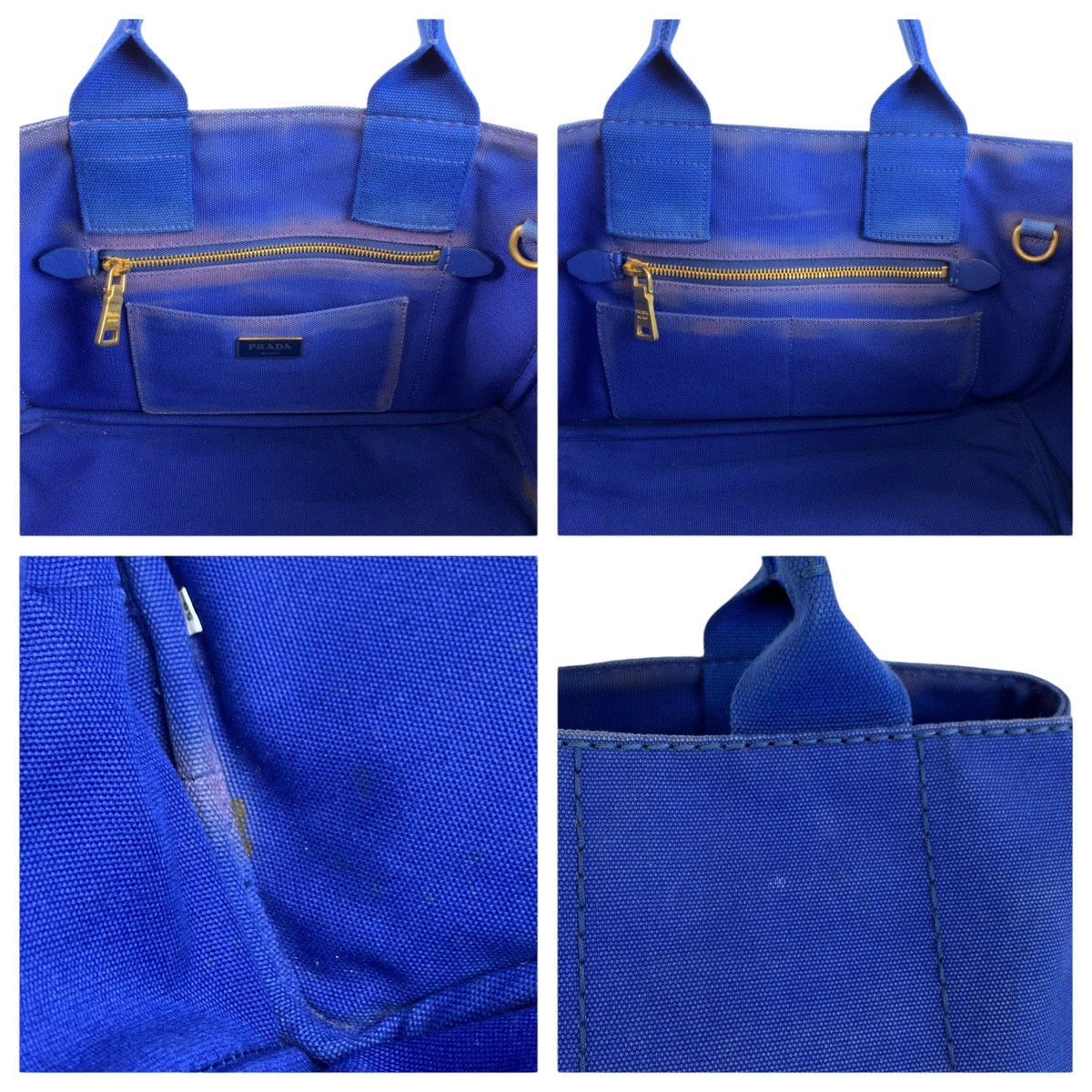 24156
PRADA プラダ カナパトート 三角ロゴプレート ブルー キャンバス トートバッグ ハンドバッグ レディース AB44