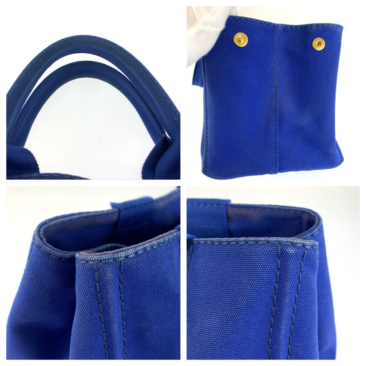 24156
PRADA プラダ カナパトート 三角ロゴプレート ブルー キャンバス トートバッグ ハンドバッグ レディース AB44