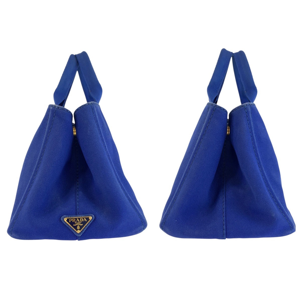 24156
PRADA プラダ カナパトート 三角ロゴプレート ブルー キャンバス トートバッグ ハンドバッグ レディース AB44