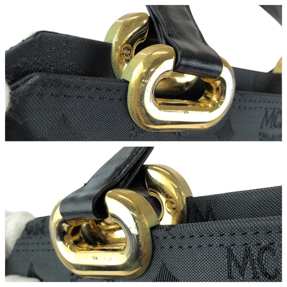 24158
MCM エム シー エム ヴィンテージ ヴィセトス ブラック 黒 ゴールド金具 ナイロン / レザー ハンドバッグ レディース ABP16