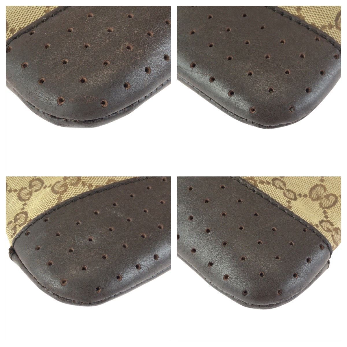24159
GUCCI グッチ ブラウン ベージュ シルバー金具 GGキャンバス / レザー 145857 ショルダーバッグ メッセンジャーバッグ レディース AB35