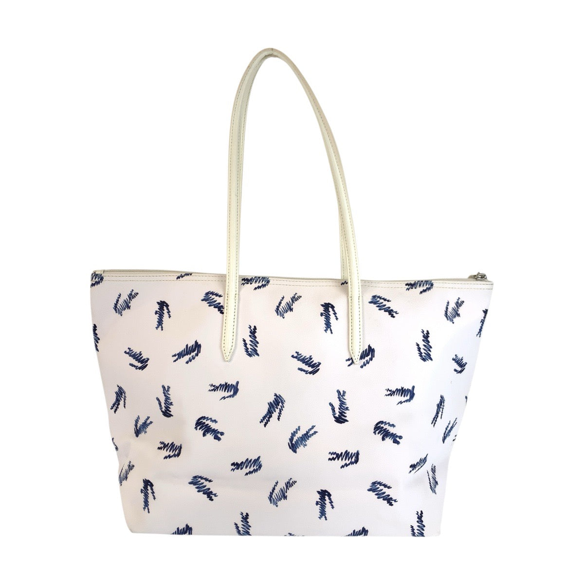 24160
LACOSTE ラコステ ホワイト ブルー PVC トートバッグ ショルダーバッグ レディース ABP3