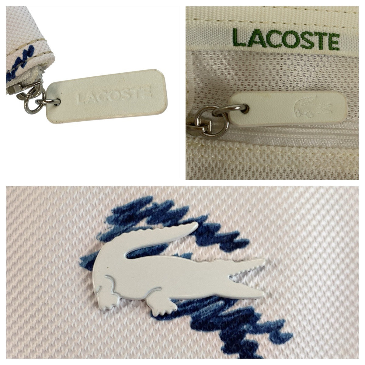 24160
LACOSTE ラコステ ホワイト ブルー PVC トートバッグ ショルダーバッグ レディース ABP3