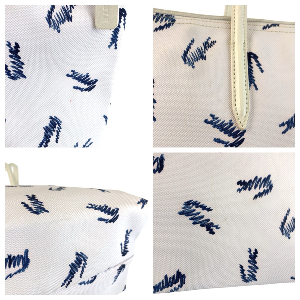 24160
LACOSTE ラコステ ホワイト ブルー PVC トートバッグ ショルダーバッグ レディース ABP3