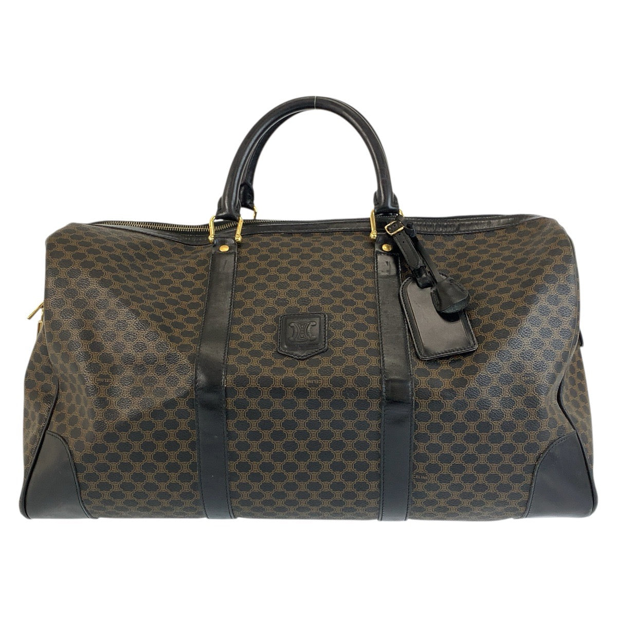 24161
CELINE セリーヌ ヴィンテージ マカダム ブラウン ブラック ゴールド金具 PVC MC98/2 ボストンバッグ ハンドバッグ レディース ABP44