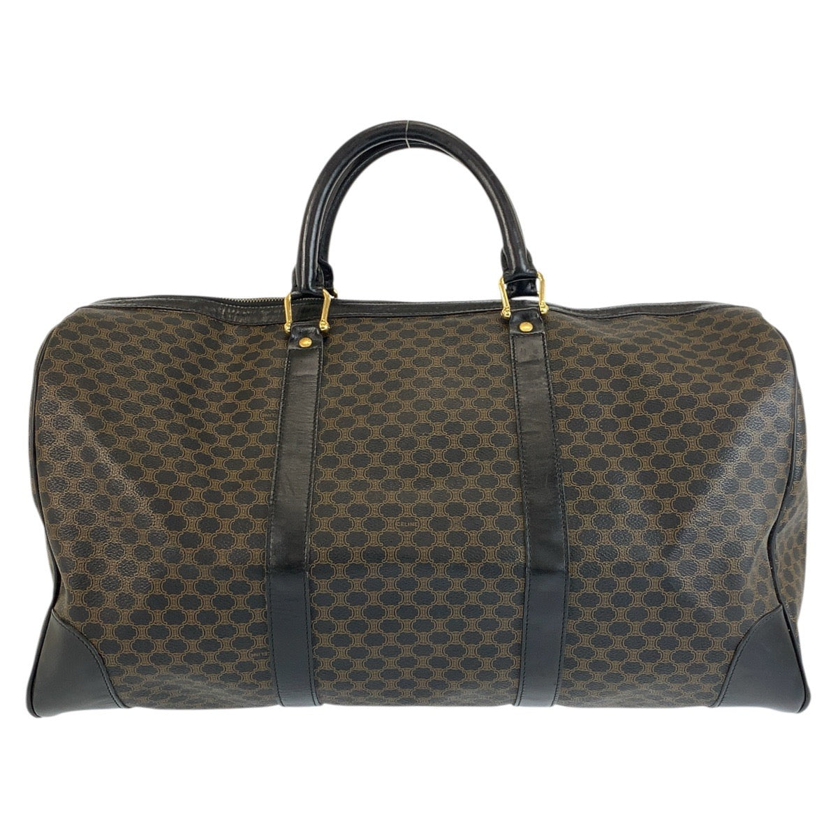 24161
CELINE セリーヌ ヴィンテージ マカダム ブラウン ブラック ゴールド金具 PVC MC98/2 ボストンバッグ ハンドバッグ レディース ABP44