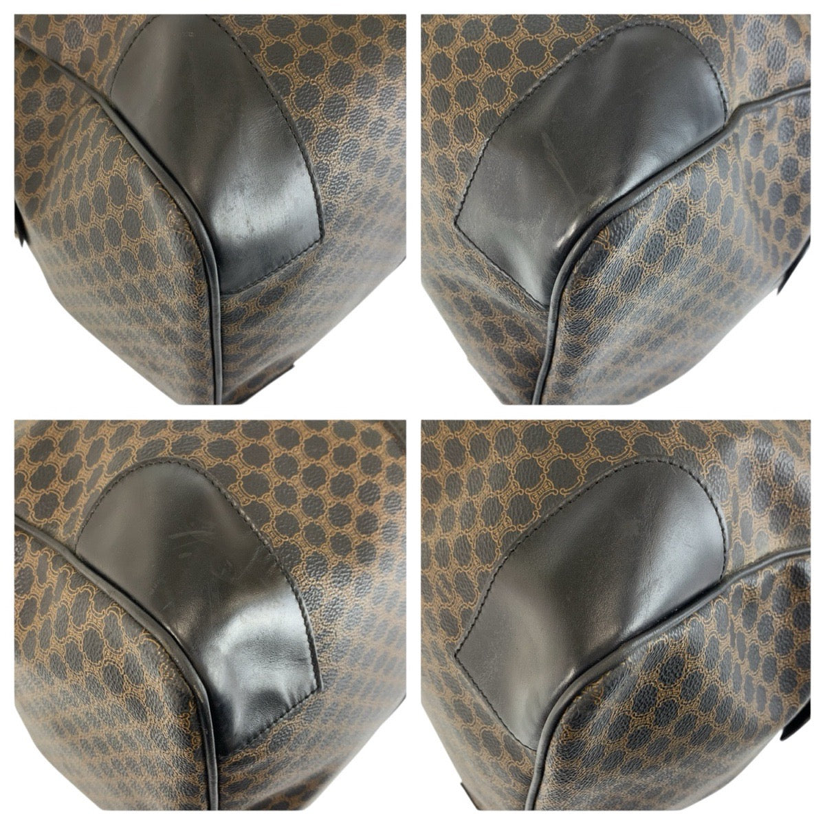 24161
CELINE セリーヌ ヴィンテージ マカダム ブラウン ブラック ゴールド金具 PVC MC98/2 ボストンバッグ ハンドバッグ レディース ABP44