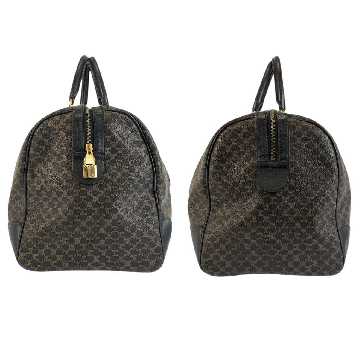 24161
CELINE セリーヌ ヴィンテージ マカダム ブラウン ブラック ゴールド金具 PVC MC98/2 ボストンバッグ ハンドバッグ レディース ABP44