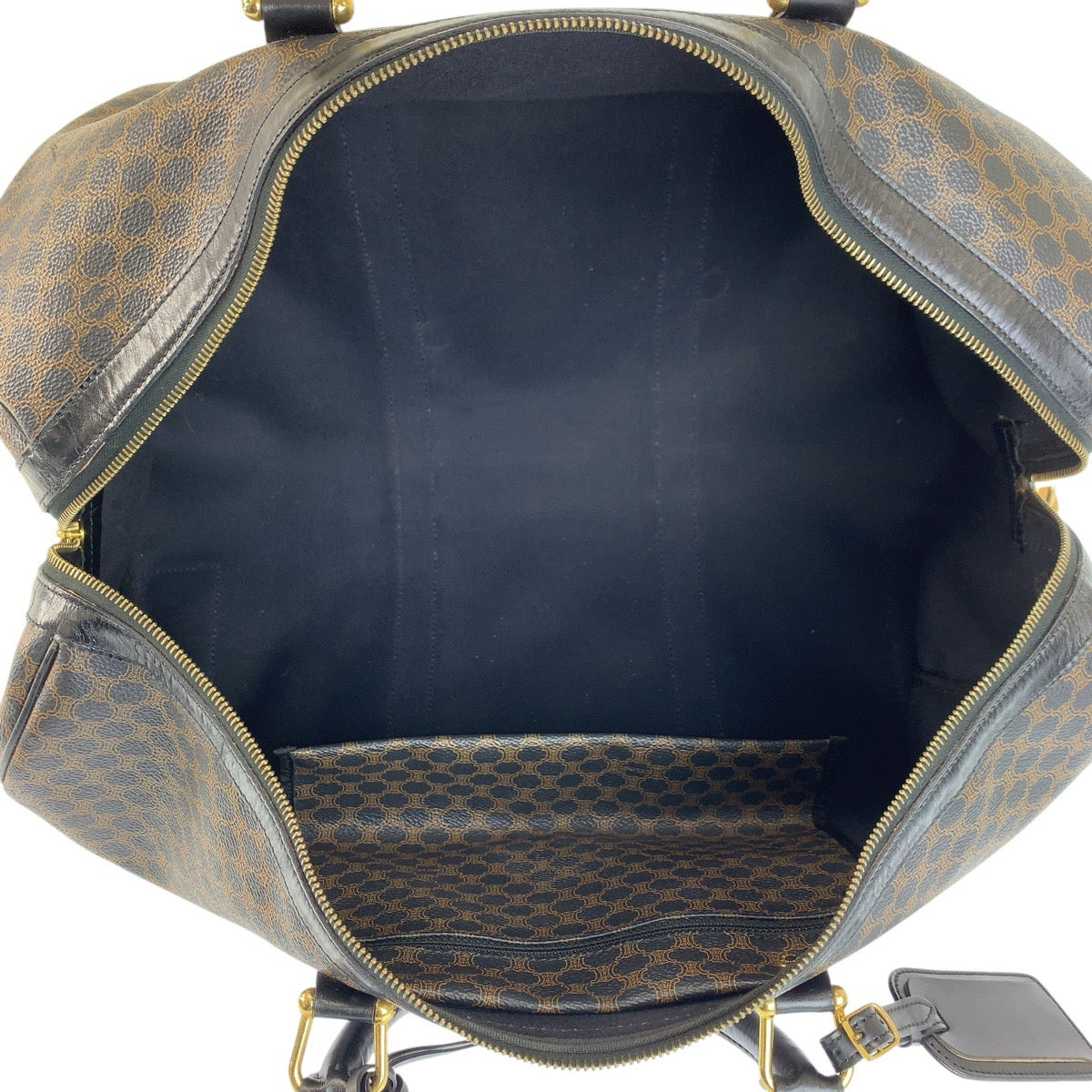 24161
CELINE セリーヌ ヴィンテージ マカダム ブラウン ブラック ゴールド金具 PVC MC98/2 ボストンバッグ ハンドバッグ レディース ABP44
