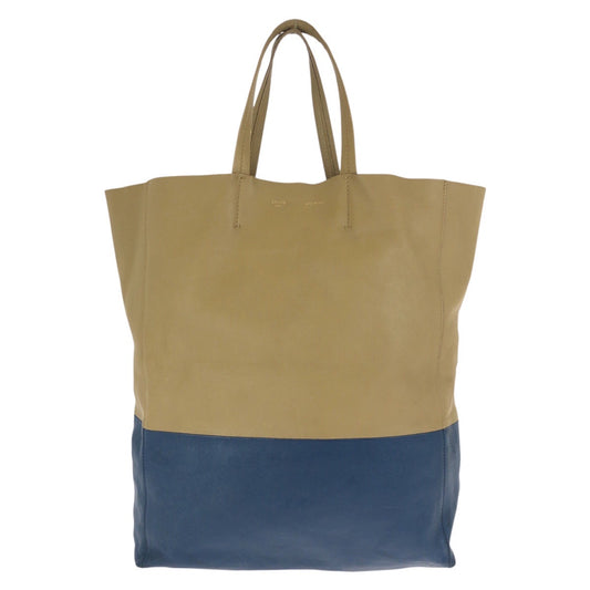 24162
CELINE セリーヌ ホリゾンタル カバ バイカラー ベージュ ブルー ゴールド金具 レザー トートバッグ 男女兼用 レディース AB35
