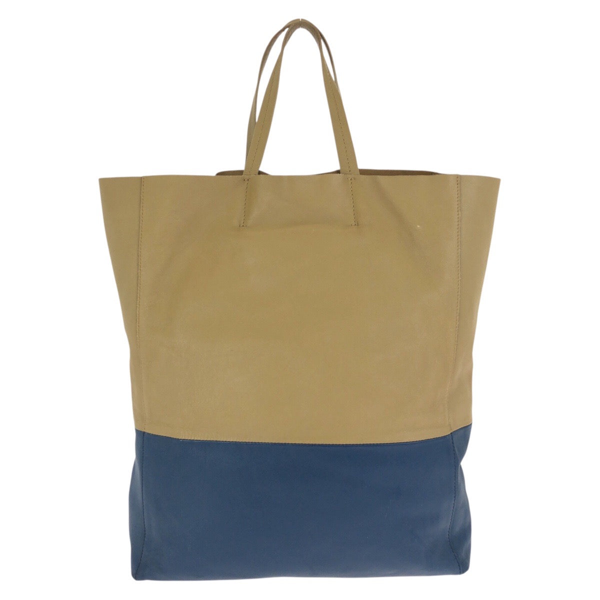 24162
CELINE セリーヌ ホリゾンタル カバ バイカラー ベージュ ブルー ゴールド金具 レザー トートバッグ 男女兼用 レディース AB35