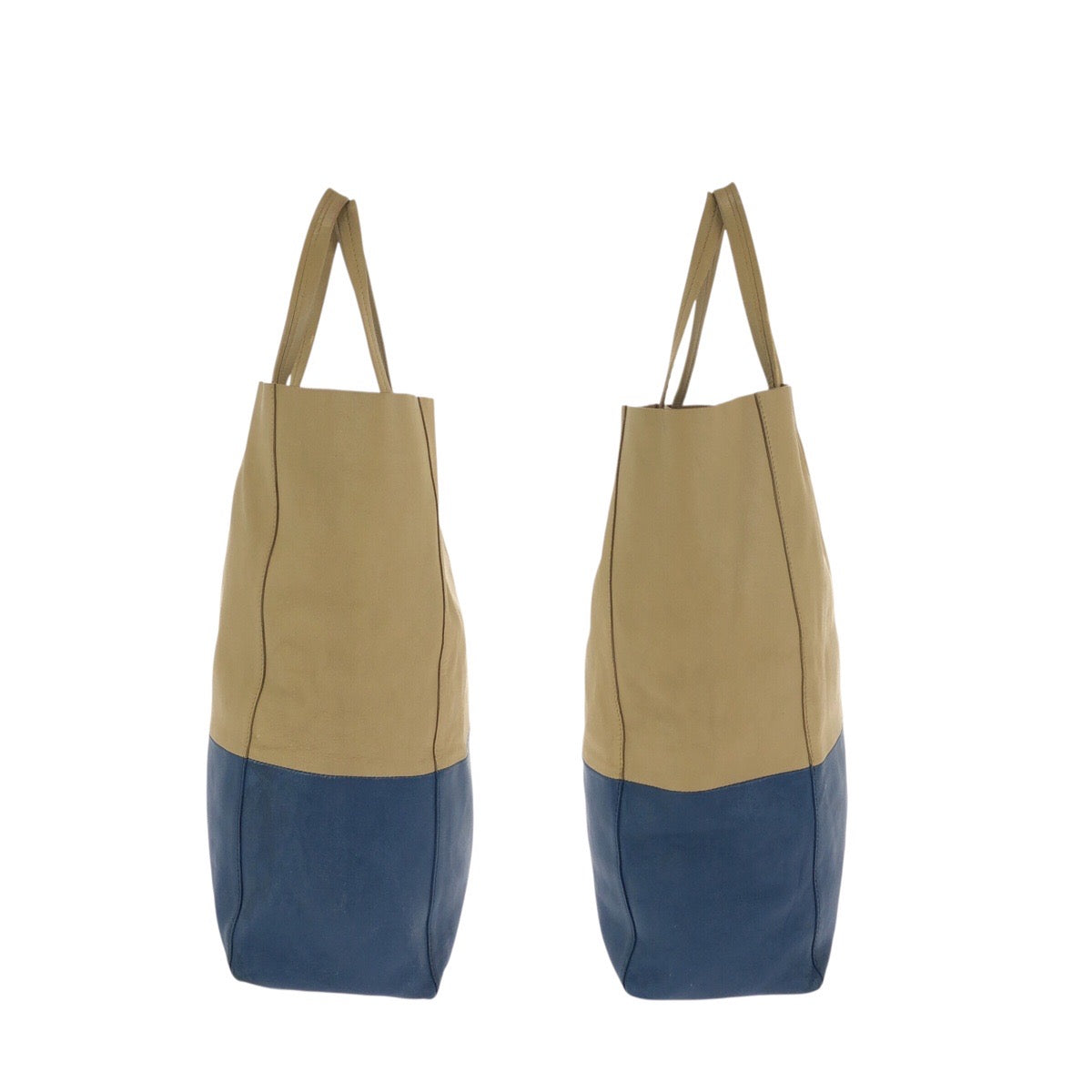24162
CELINE セリーヌ ホリゾンタル カバ バイカラー ベージュ ブルー ゴールド金具 レザー トートバッグ 男女兼用 レディース AB35