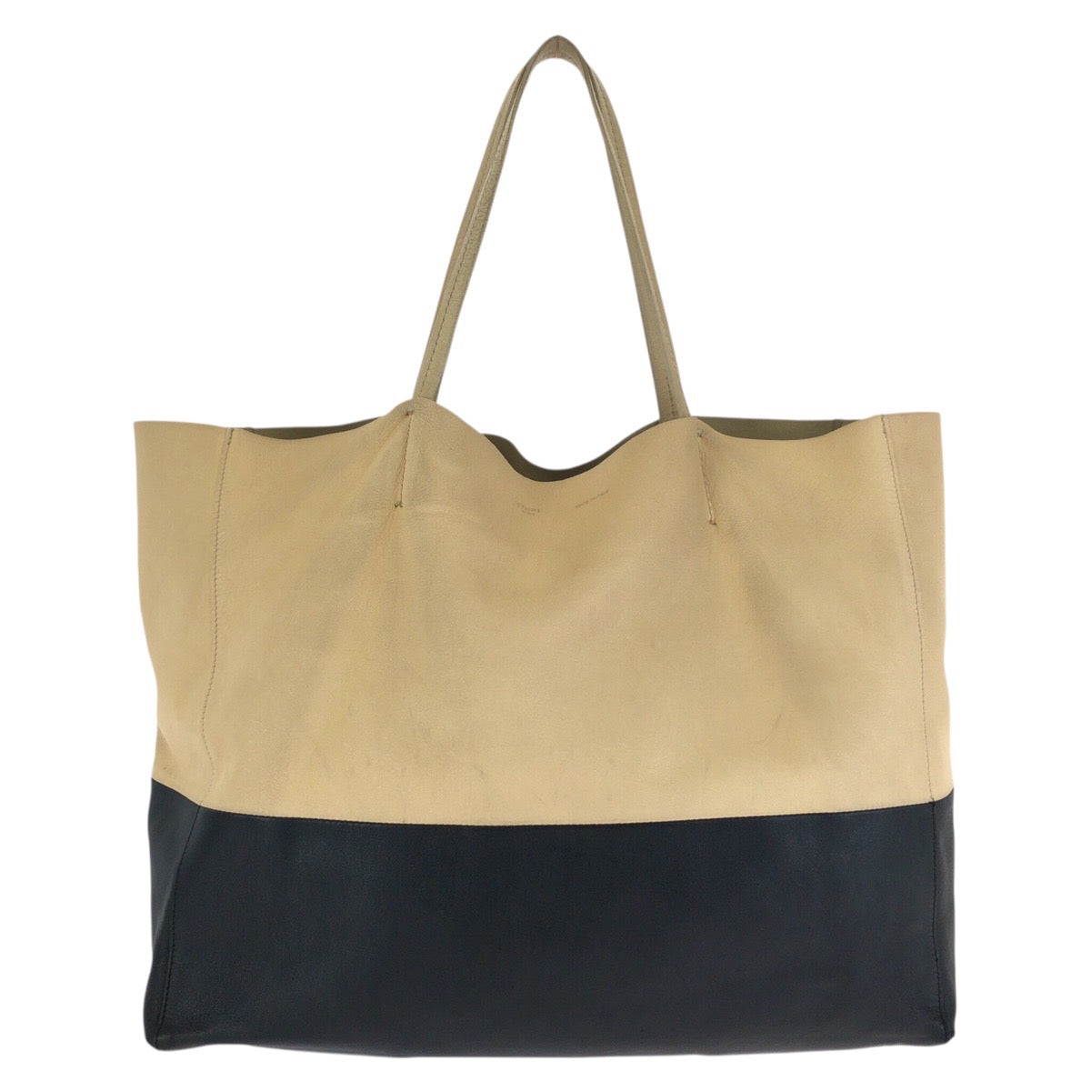 24163
CELINE セリーヌ ホリゾンタル カバ バイカラー ベージュ ブラック ゴールド金具 レザー トートバッグ ショルダーバッグ レディース AB35