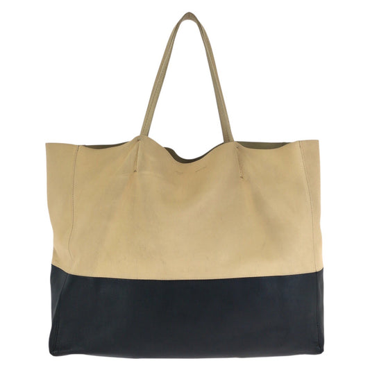 24163
CELINE セリーヌ ホリゾンタル カバ バイカラー ベージュ ブラック ゴールド金具 レザー トートバッグ ショルダーバッグ レディース AB35