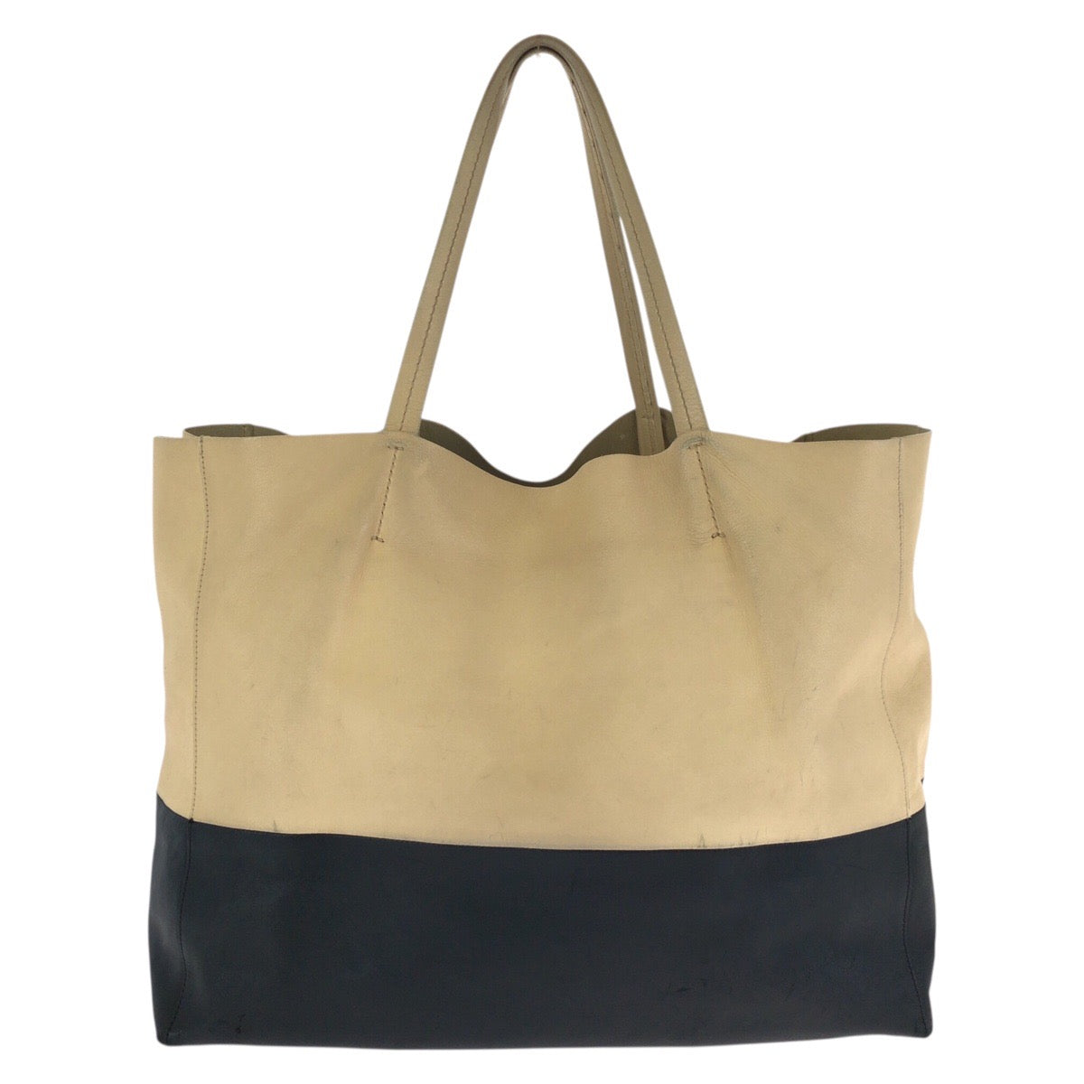 24163
CELINE セリーヌ ホリゾンタル カバ バイカラー ベージュ ブラック ゴールド金具 レザー トートバッグ ショルダーバッグ レディース AB35