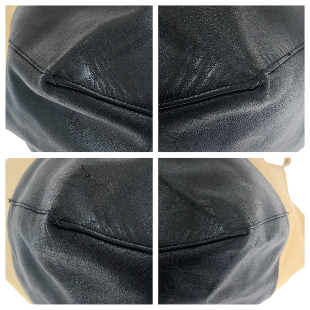 24163
CELINE セリーヌ ホリゾンタル カバ バイカラー ベージュ ブラック ゴールド金具 レザー トートバッグ ショルダーバッグ レディース AB35