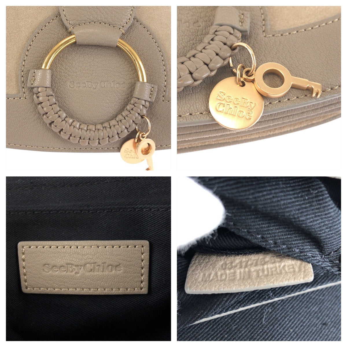 24164
SEE BY CHLOE シーバイクロエ グレー ゴールド金具 レザー 03 17 76 65 ショルダーバッグ ハンドバッッグ レディース A28