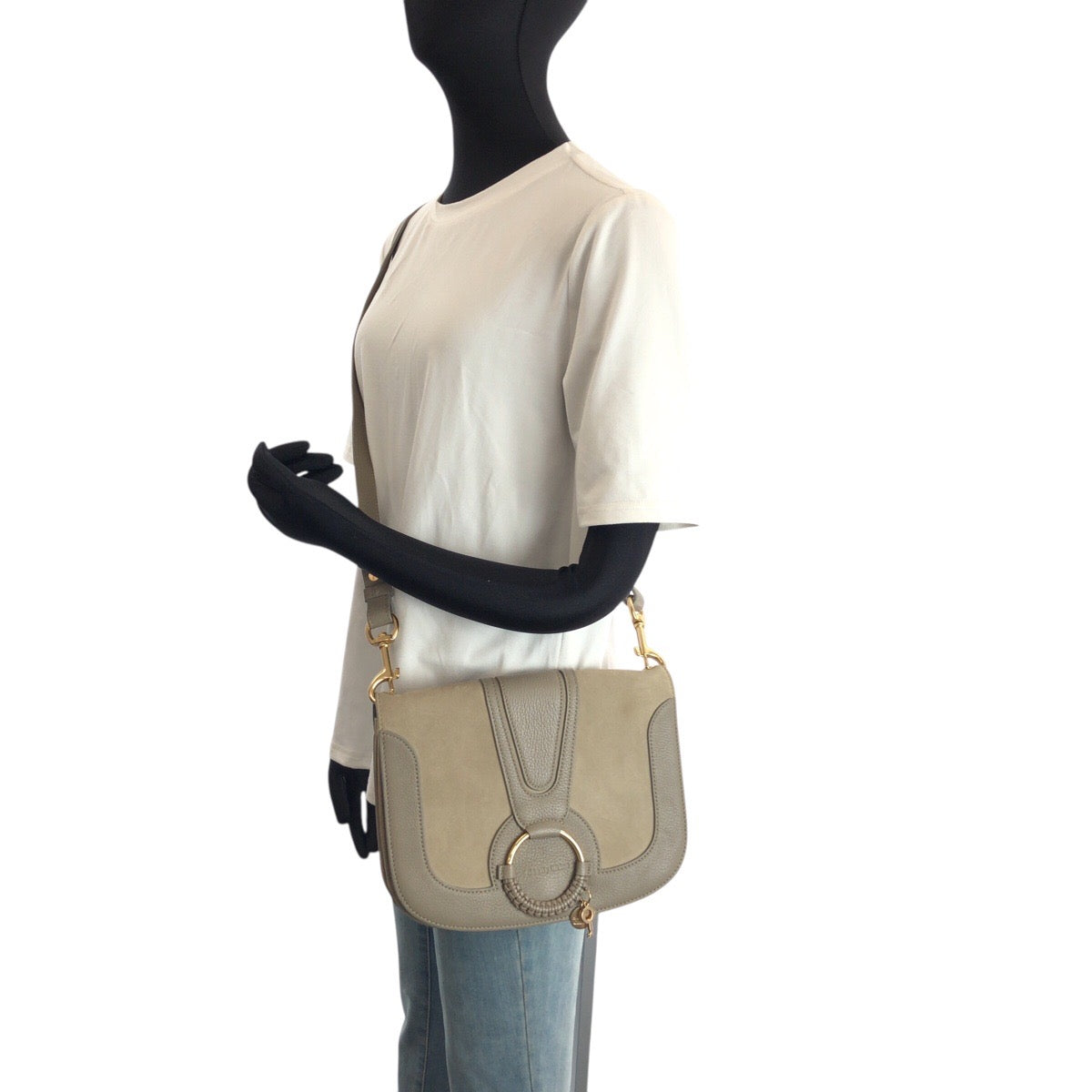 24164
SEE BY CHLOE シーバイクロエ グレー ゴールド金具 レザー 03 17 76 65 ショルダーバッグ ハンドバッッグ レディース A28