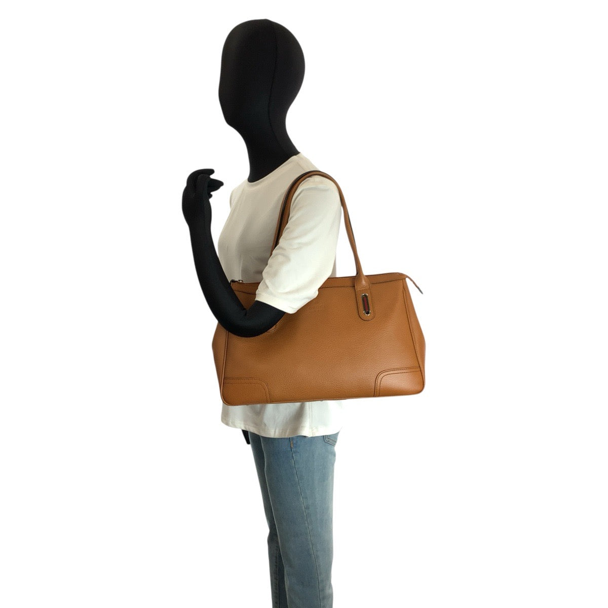 24165
GUCCI グッチ シェリーライン ブラウン シルバー金具 レザー 293599 トートバッグ ショルダーバッグ レディース A44
