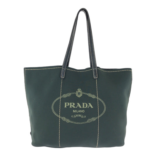 24166
PRADA プラダ 三角ロゴプレート カーキ グリーン シルバー金具 レザー / ネオプレーン トートバッグ ショルダーバッグ レディース ABP35