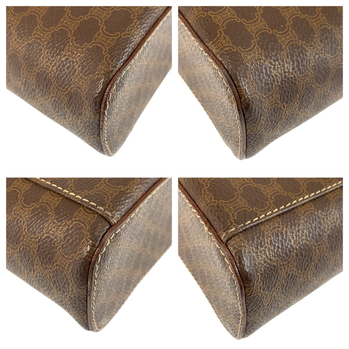 24167
CELINE セリーヌ ヴィンテージ マカダム ブラウン ゴールド金具 PVC / レザー M95 ハンドバッグ バニティバッグ レディース ABP30