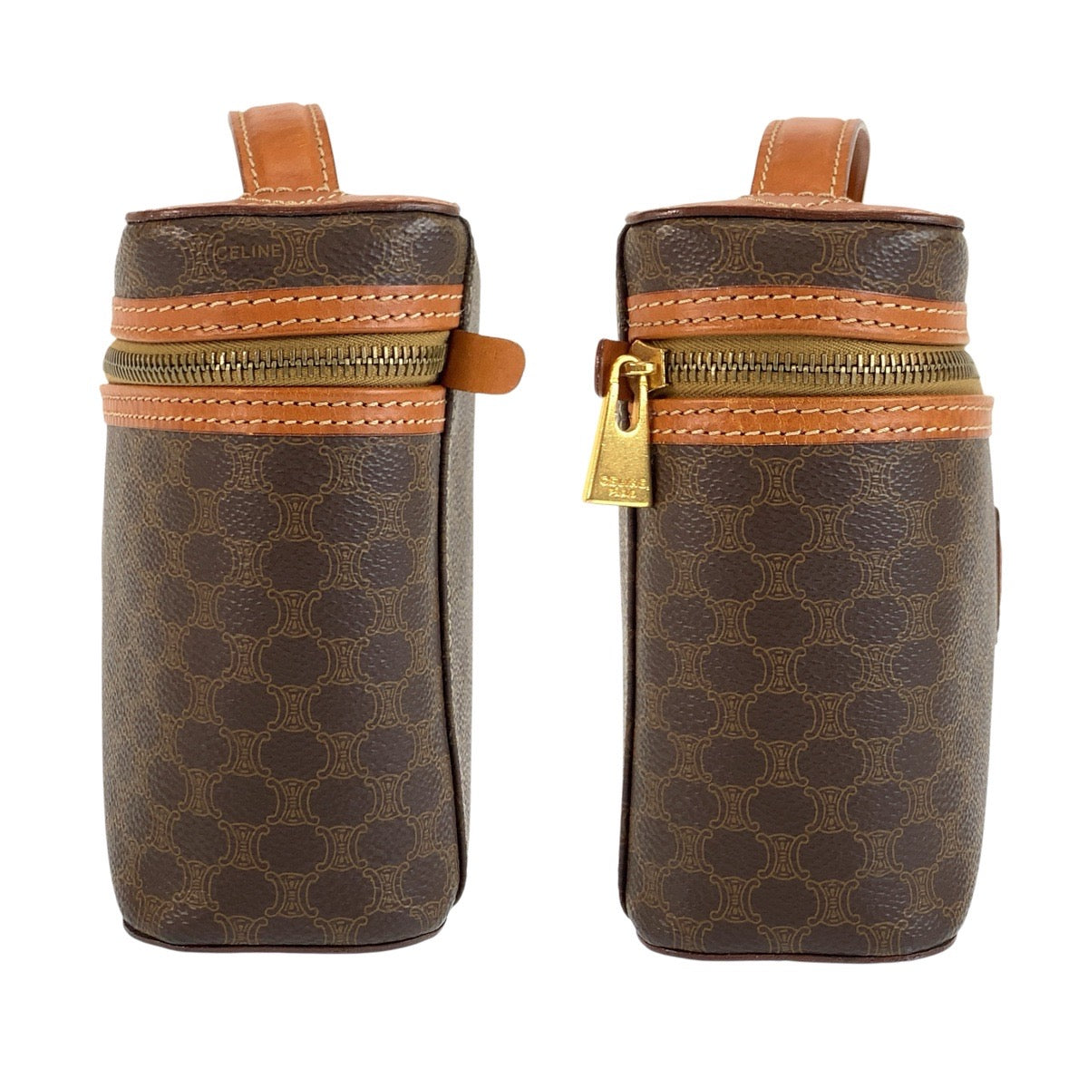 24167
CELINE セリーヌ ヴィンテージ マカダム ブラウン ゴールド金具 PVC / レザー M95 ハンドバッグ バニティバッグ レディース ABP30