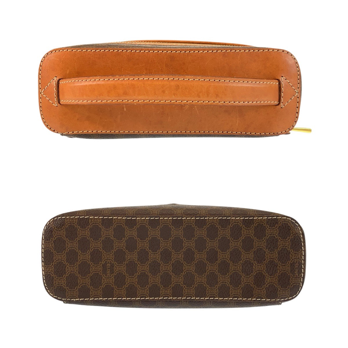24167
CELINE セリーヌ ヴィンテージ マカダム ブラウン ゴールド金具 PVC / レザー M95 ハンドバッグ バニティバッグ レディース ABP30