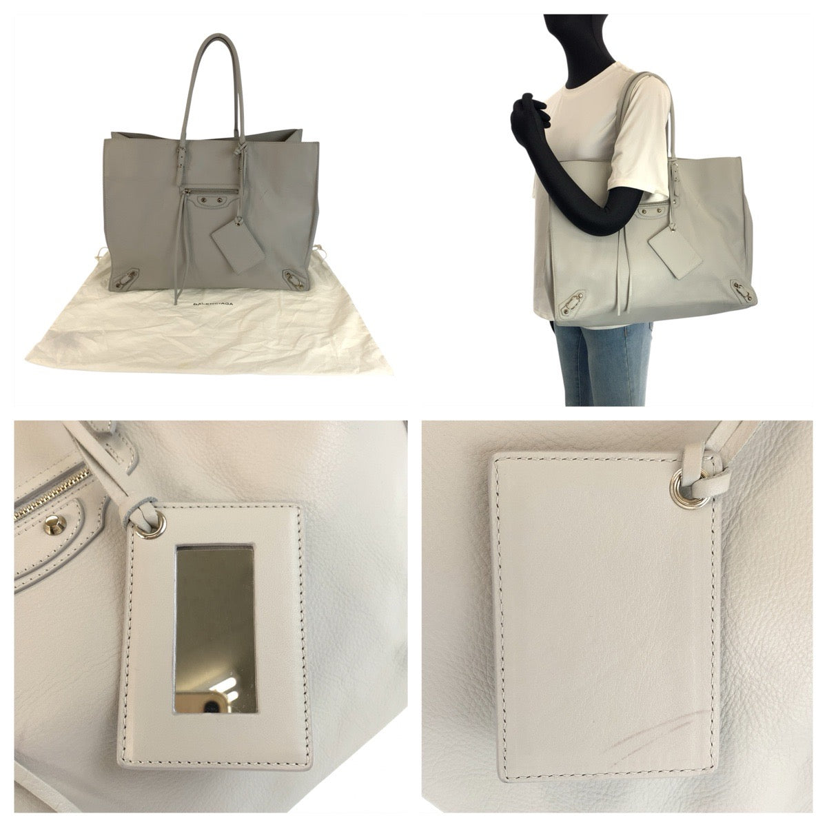 24169
BALENCIAGA バレンシアガ ザ ペーパー グレー シルバー金具 レザー 236701 トートバッグ ハンドバッグ レディース A63