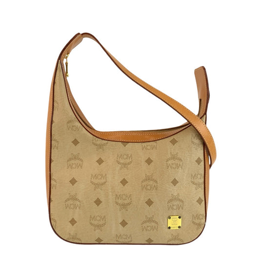 24170
MCM エム シー エム ヴィセトス ベージュ ブラウン ゴールド金具 レザー ショルダーバッグ レディース ABP30