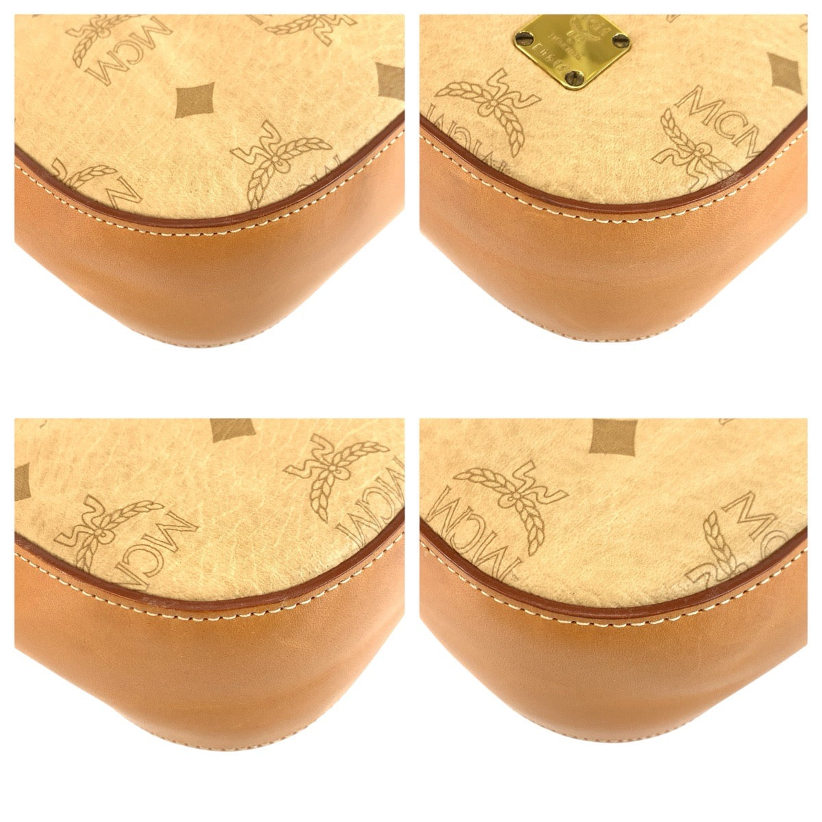 24170
MCM エム シー エム ヴィセトス ベージュ ブラウン ゴールド金具 レザー ショルダーバッグ レディース ABP30