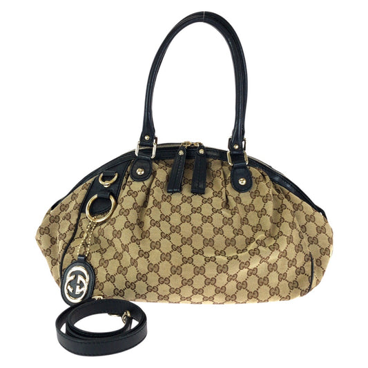 24172
GUCCI グッチ スーキー ２way ベージュ ブラック ゴールド金具 GGキャンバス / レザー 223974 ショルダーバッグ トートバッグ レディース ABP44