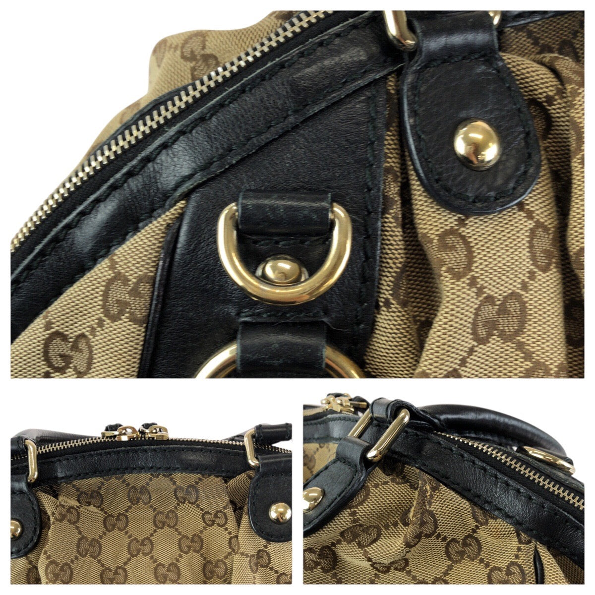 24172
GUCCI グッチ スーキー ２way ベージュ ブラック ゴールド金具 GGキャンバス / レザー 223974 ショルダーバッグ トートバッグ レディース ABP44