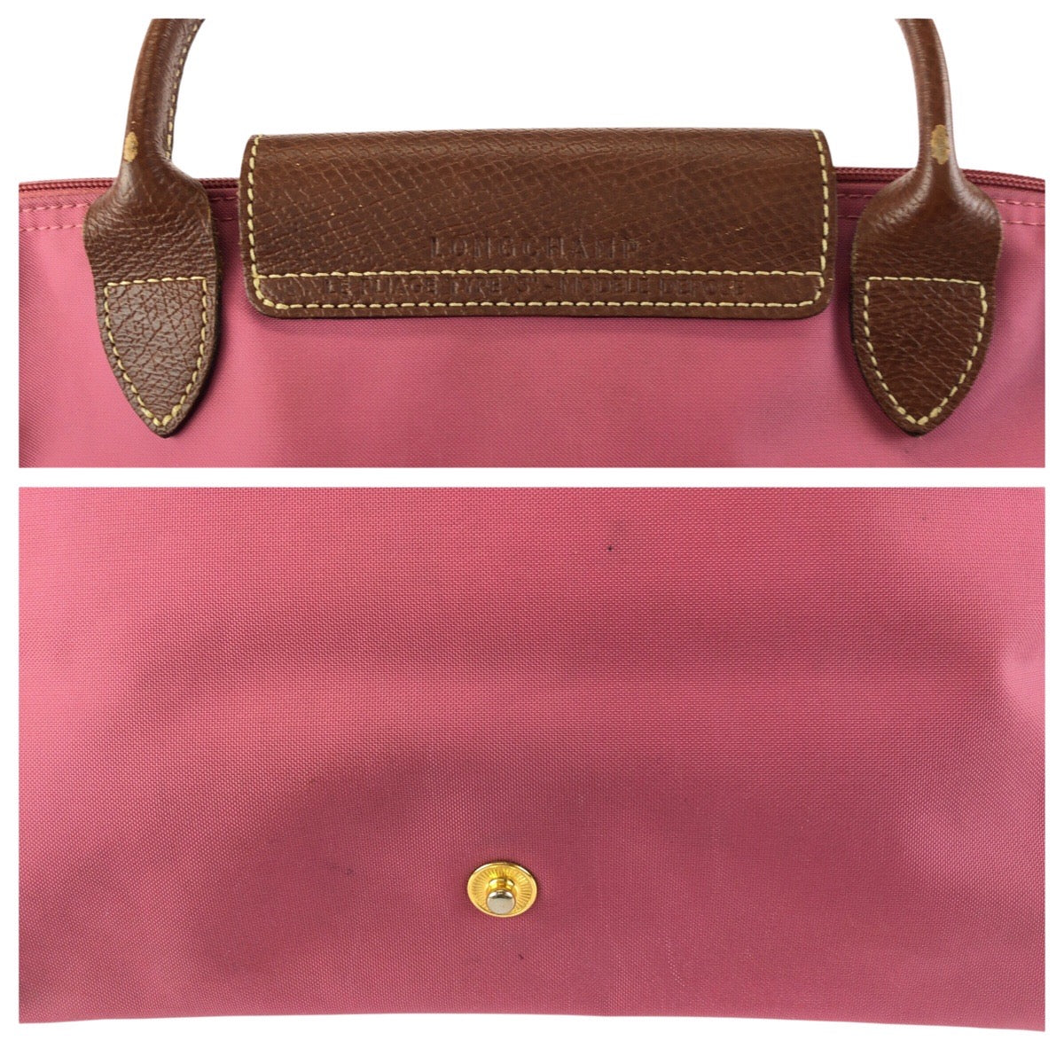 24173
Longchamp ロンシャン ル プリアージュ ピンク ブラウン ゴールド金具 ナイロン / レザー ハンドバッグ トートバッグ レディース ABP8