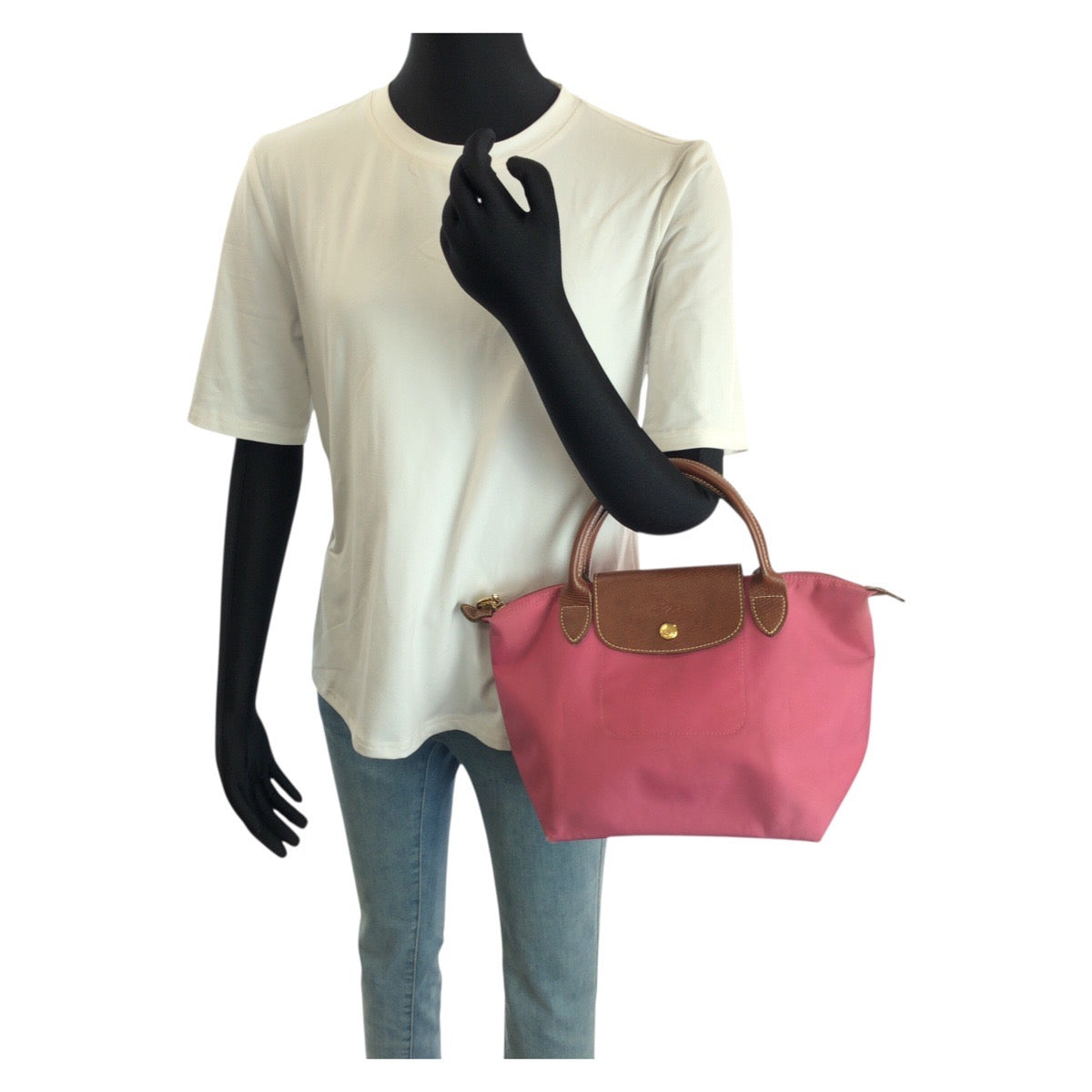 24173
Longchamp ロンシャン ル プリアージュ ピンク ブラウン ゴールド金具 ナイロン / レザー ハンドバッグ トートバッグ レディース ABP8