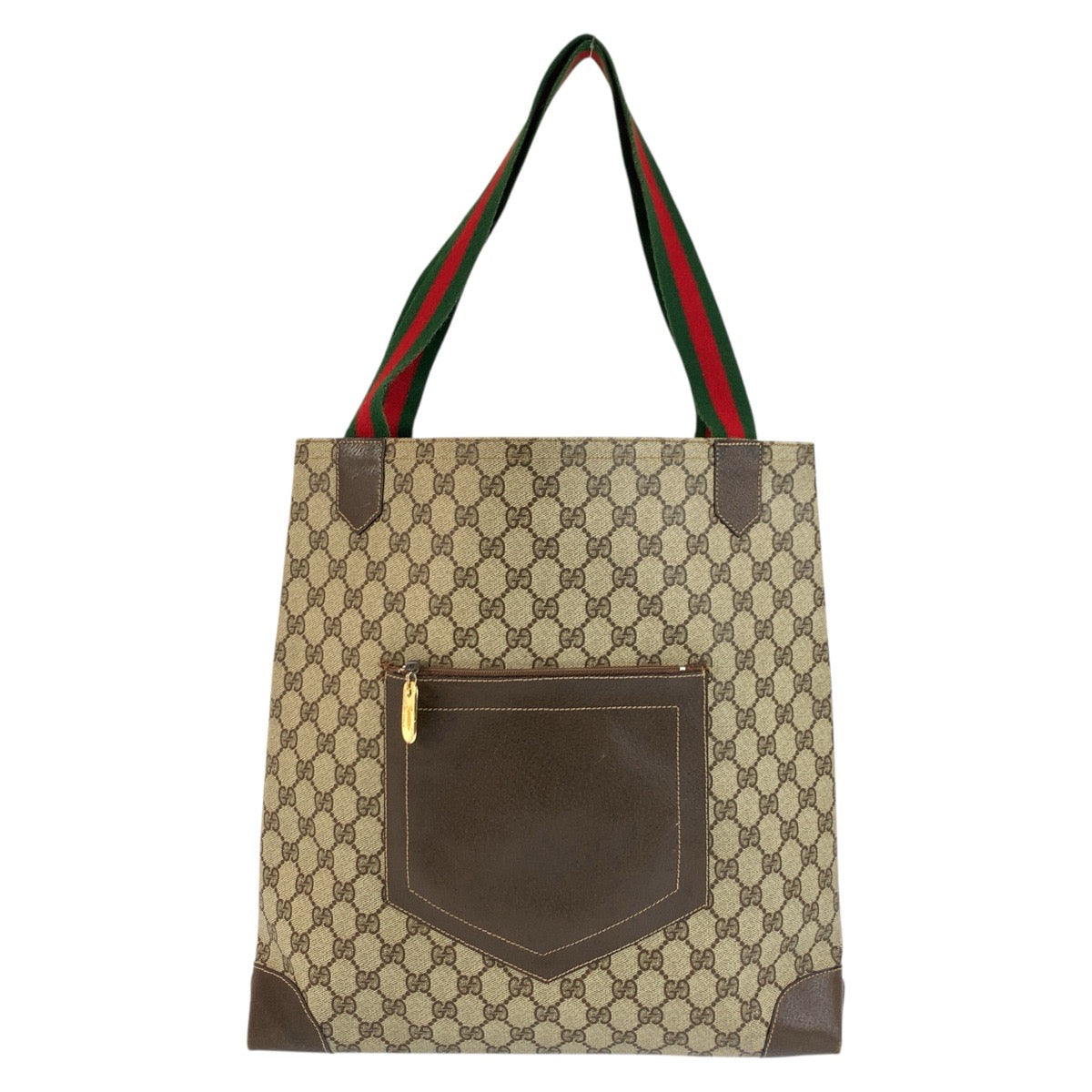 24175
GUCCI Vintage Sherry Line Beige Brown Gold Hardware GG Supreme Canvas / Leather Tote Bag Shoulder Bag Ladies AB23
