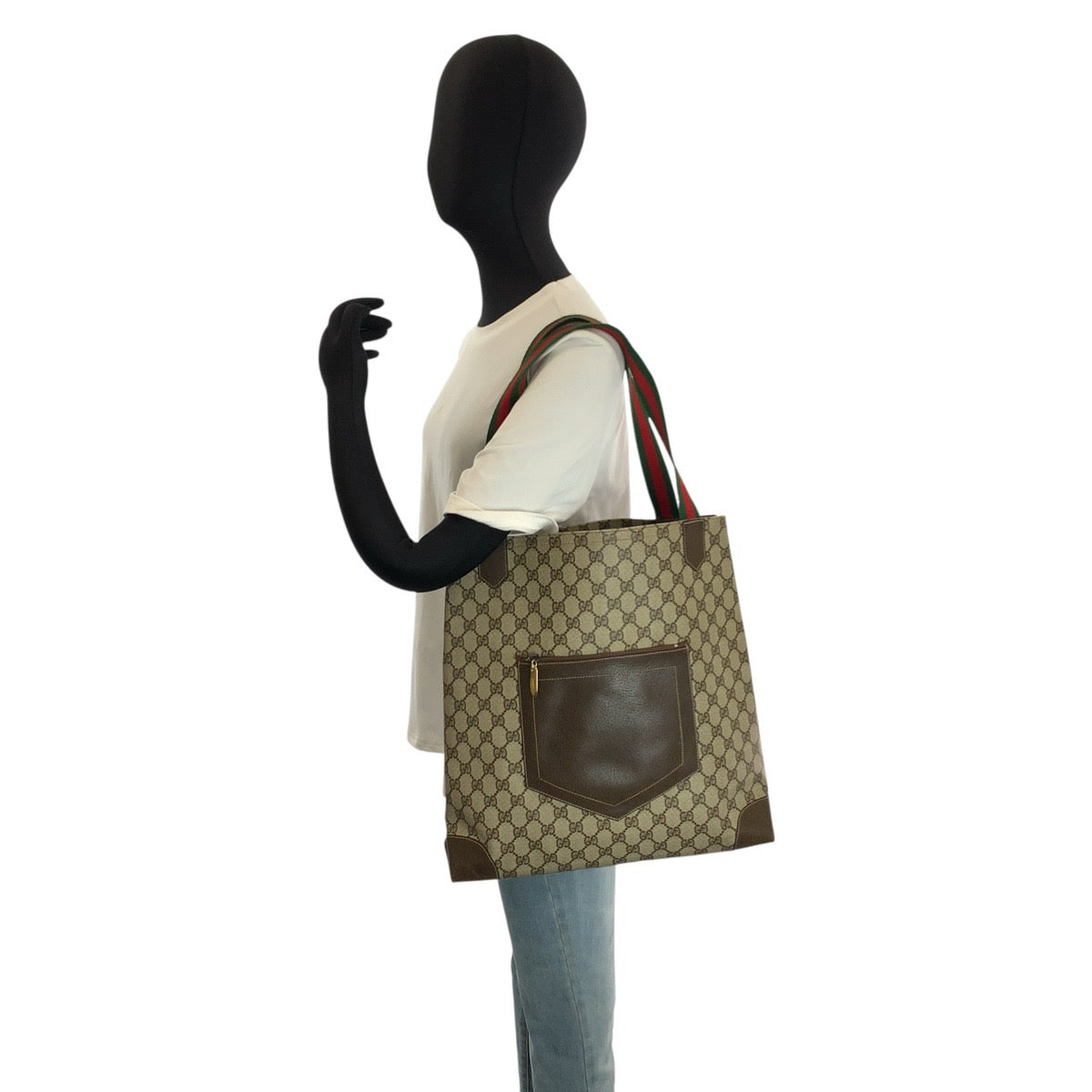 24175
GUCCI Vintage Sherry Line Beige Brown Gold Hardware GG Supreme Canvas / Leather Tote Bag Shoulder Bag Ladies AB23