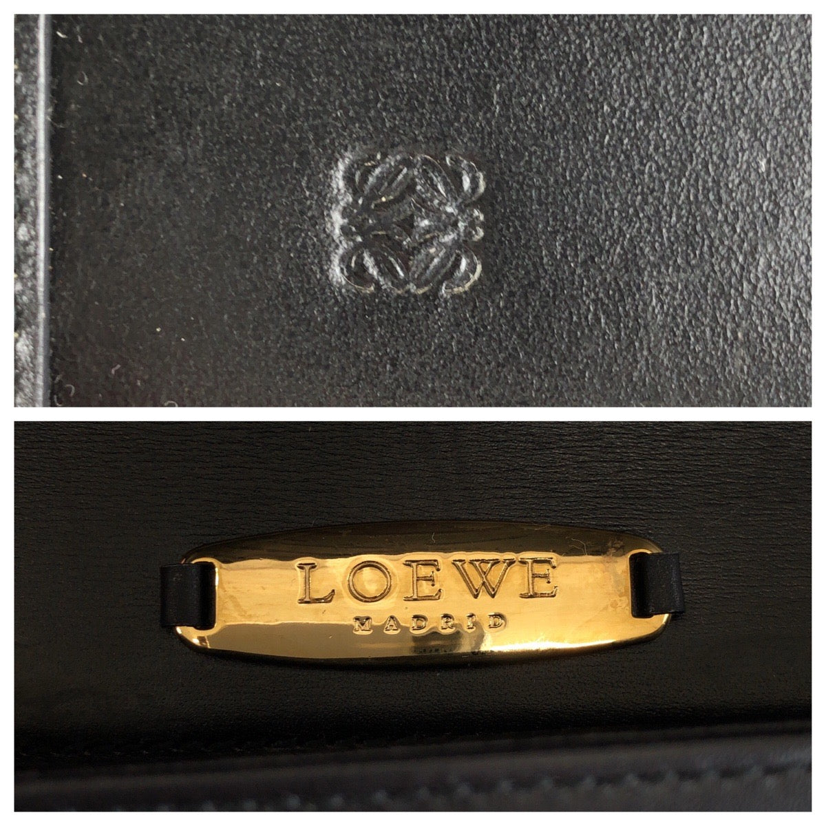 24177
LOEWE ロエベ アナグラム ブラック 黒 ゴールド金具 レザー ハンドバッグ ショルダーバッグ レディース ABP35