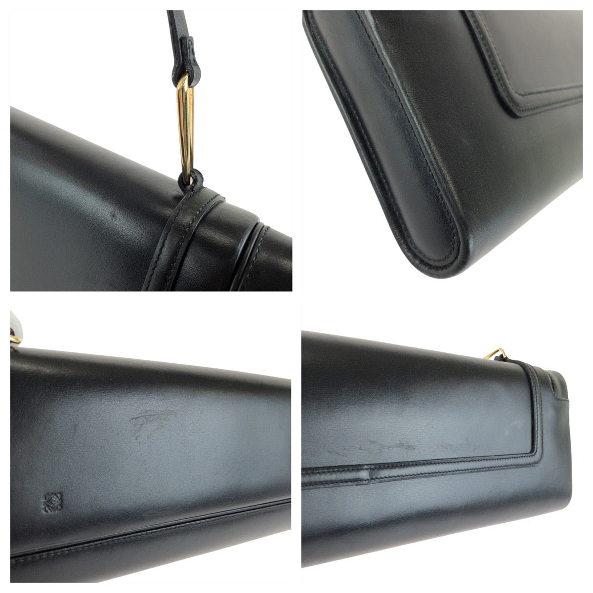 24177
LOEWE ロエベ アナグラム ブラック 黒 ゴールド金具 レザー ハンドバッグ ショルダーバッグ レディース ABP35