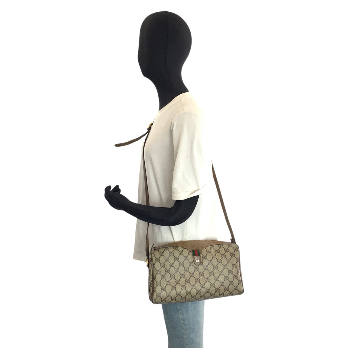 24178
GUCCI グッチ ヴィンテージ シェリーライン ベージュ ゴールド金具 GGスプリームキャンバス / レザー 89 02 017 ショルダーバッグ ポシェット レディース AB35