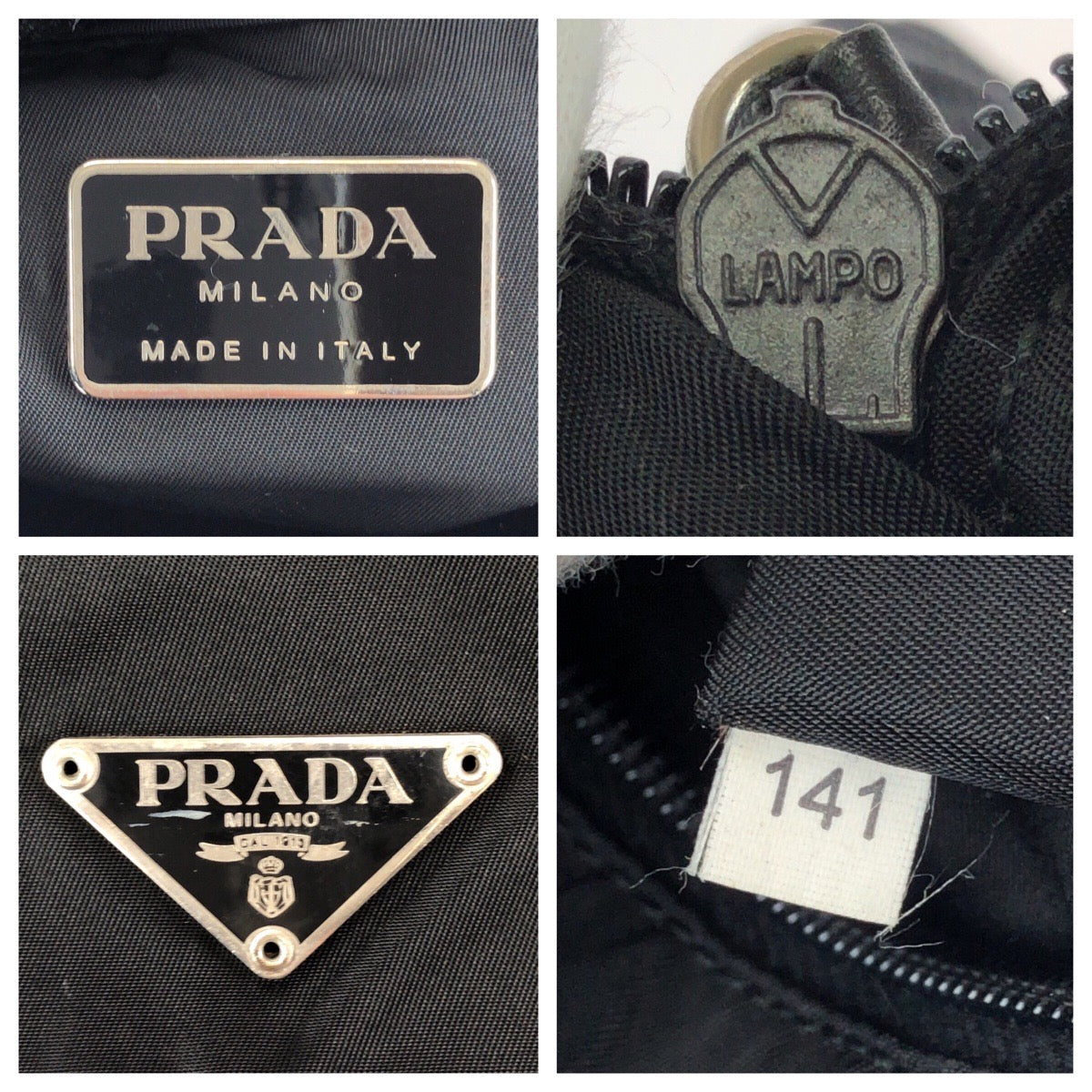 24179
PRADA プラダ テスート 三角ロゴプレート ブラック 黒 シルバー金具 ナイロン ショルダーバッグ レディース ABP35